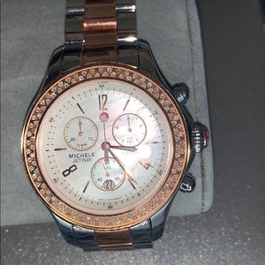 NEW Michele Jetaway Diamond two tone watch